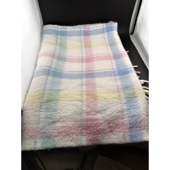 Vtg Baby Security Blanket JC Penney Made In USA 100% Acrylic Pastel Fringed 1980 - Picture 9 of 15